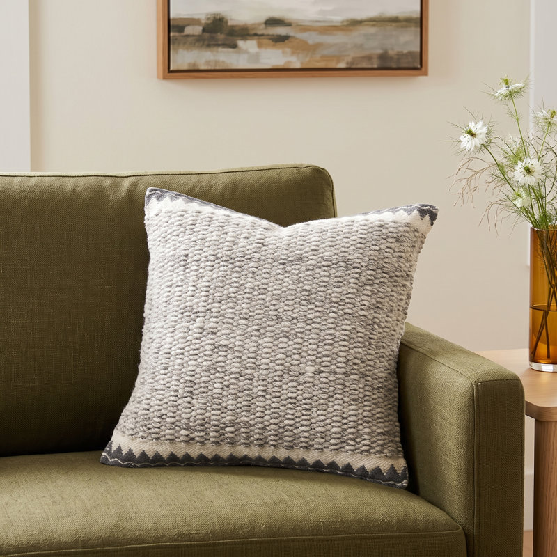 Reni Wool Blend Reversible Throw Pillow, 18"H x 18"W, Polyester/Polyfill