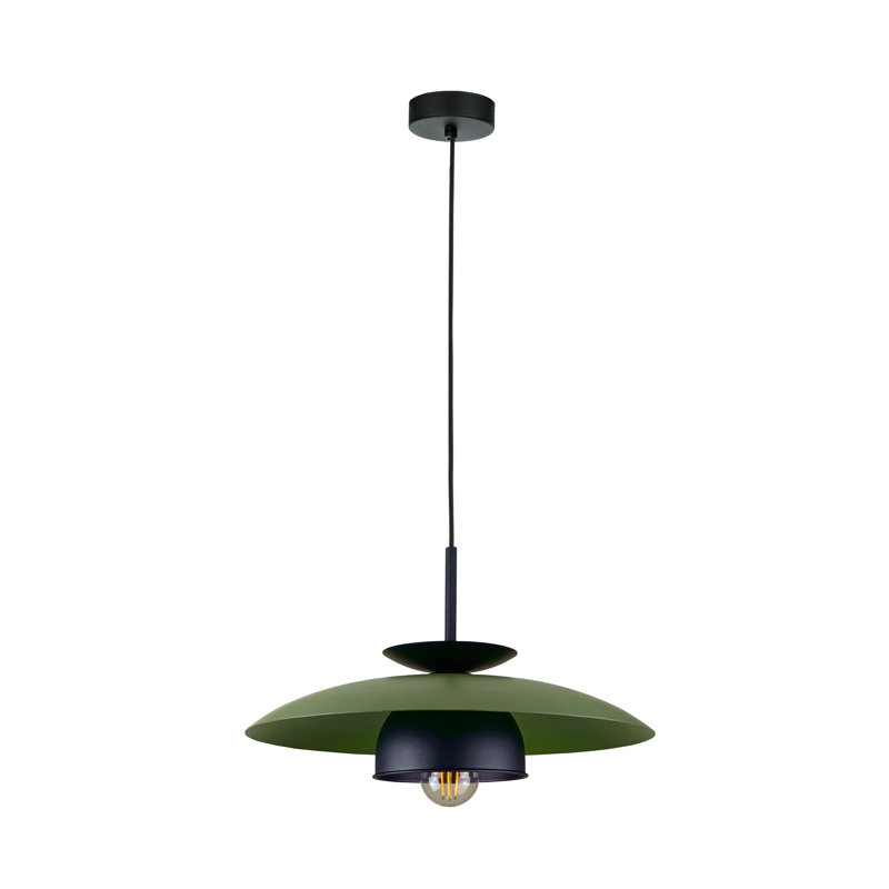 1 - Light Matte Black Dome Pendant, Khaki/Black