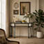Console 47 po avec miroir demi-lune en verre cannelé et tiroir en cristal-518154420-518154443