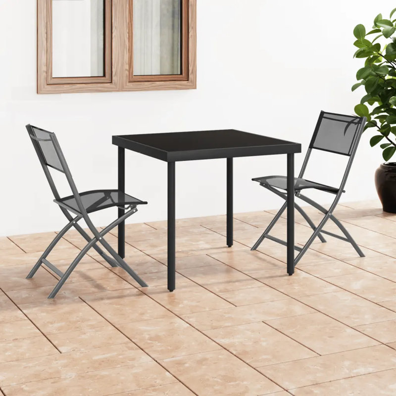 Maeli Folding Patio Dining Dining Chair, Black