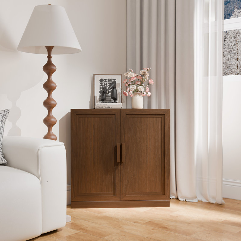 Armoire d'appoint de coin en noyer avec portes, Brun, H 31 po x l 31 po x P 16 po