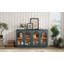 Grande armoire de rangement arquée avec rangement, 4 portes avec panneaux de verre et tablettes réglables, polyvalente pour la cuisine, le salon et la salle à manger-423212604