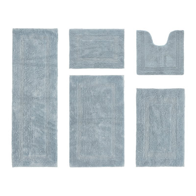 Lux Premium 100% Cotton 5 Piece Bath Rug Sets, Machine Washable, Super Absorbent & Tufted Weave Reversible Bath Mat for Bathroom, Shower, and Tub, Oeko-Tex Certified Bathroom Rugs