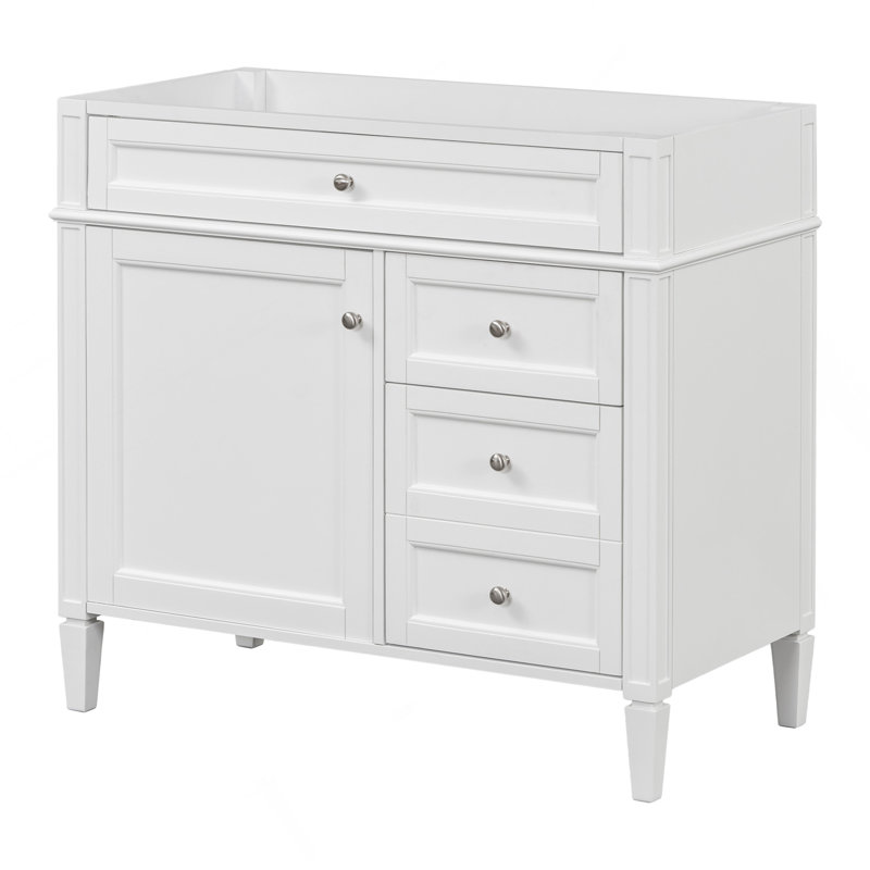 Meuble-lavabo de 36 po sans lavabo supérieur, armoire de rangement moderne avec 2 tiroirs et un tiroir rabattable, structure en bois (PAS D'ÉVIER)