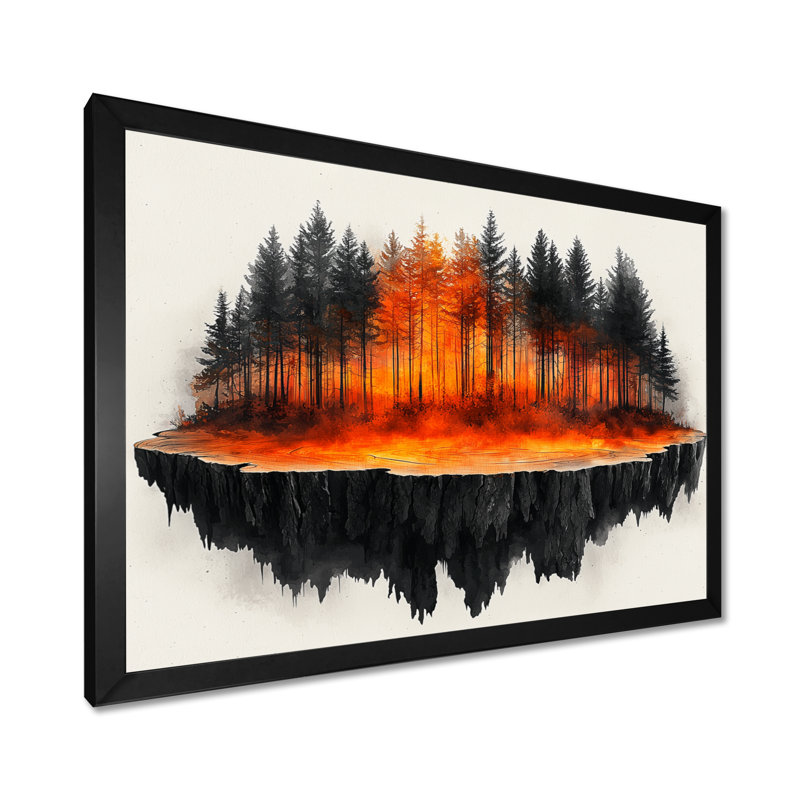 Forêt d'automne sur bois, diapositive Harmony III - forêt, art mural, H 30 po x l 40 po, Noir