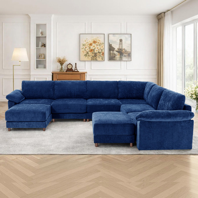 Canapé modulaire moderne pour le salon, Chenille bleu