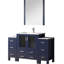 54 po Large meuble-lavabo bleu marine avec comptoir en céramique blanche, robinet et 28 miroirs de salle de bain-464911022