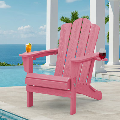 Wolak HDPE Folding Adirondack Chair With Dual Cup Holder