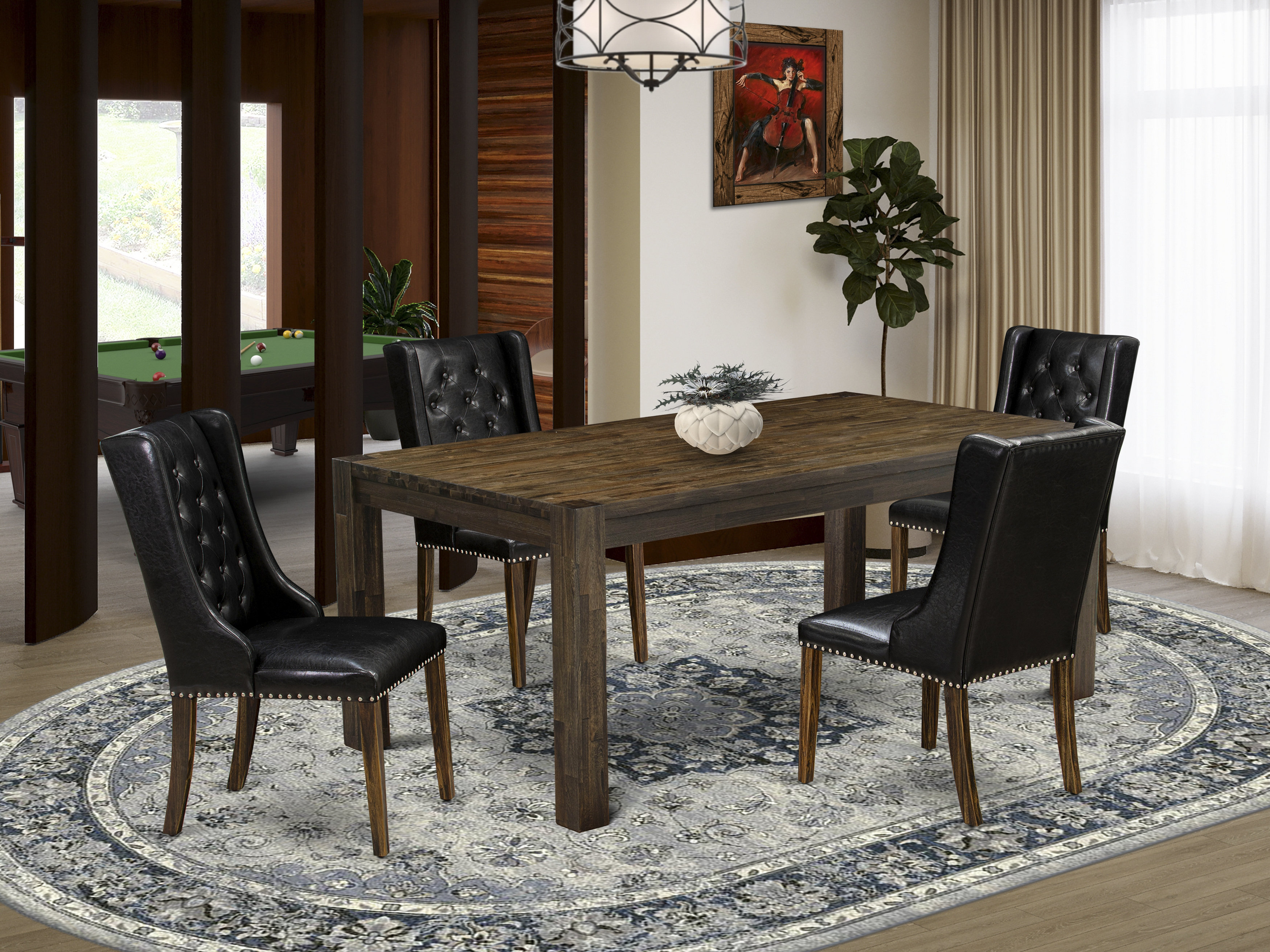 Red Barrel Studio® 4 - Person Rubberwood Solid Wood Dining Set | Wayfair