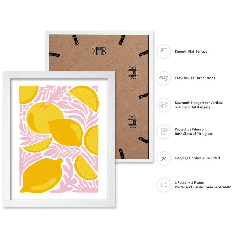 Groovy Lemons, Affiche, H 24 po x l 32 po, Encadrement blanc
