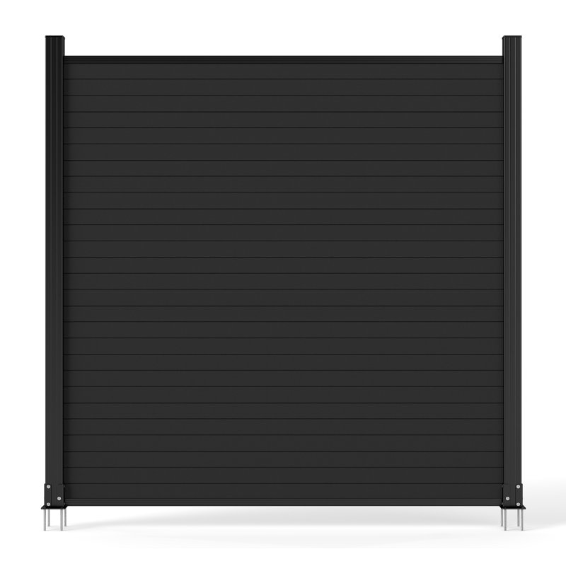Panneau de clôture en composite 6,1 pi H avec poteau, finition brossée, Noir, 2