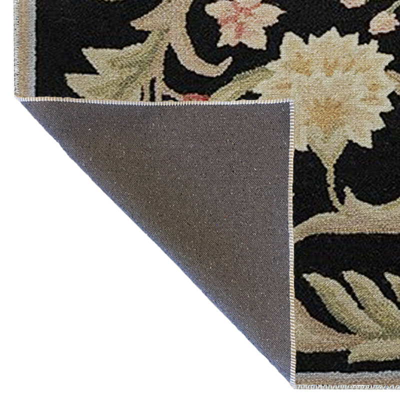 Tapis décoratif moderne multicolore à motif floral rose et noir, Rectangle 3 pi 9,81 po x 4 pi 11,06 po