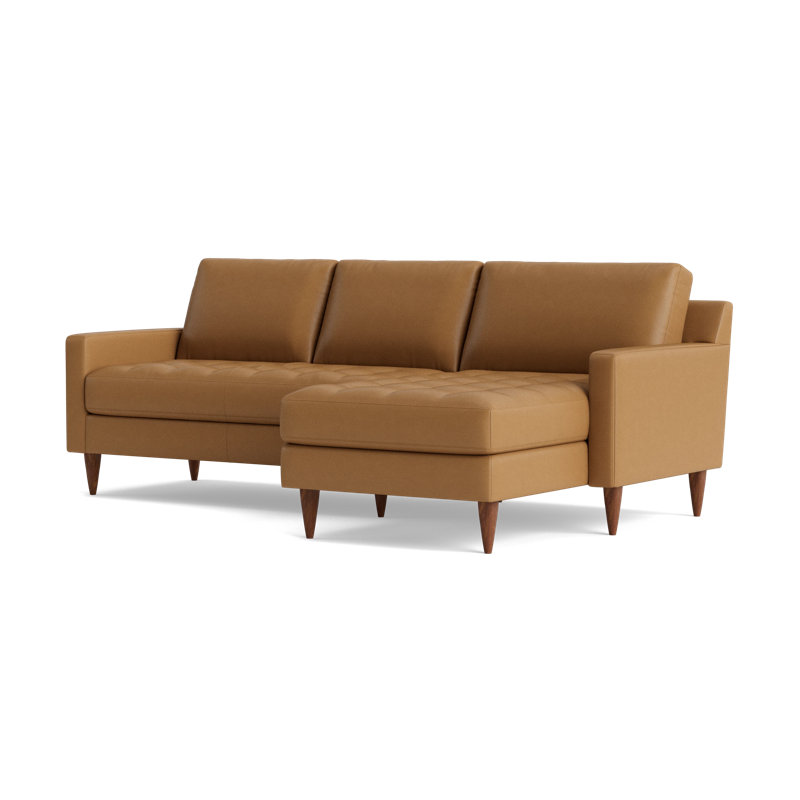 MCM Leather Chaise Sectional, Right Hand Facing, Bison Butterscotch Top Grain Leather
