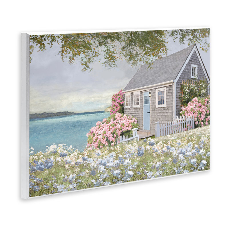 Art mural "Cottage avec jardin de roses" par Amber Sterling, H 10 po x l 15 po
