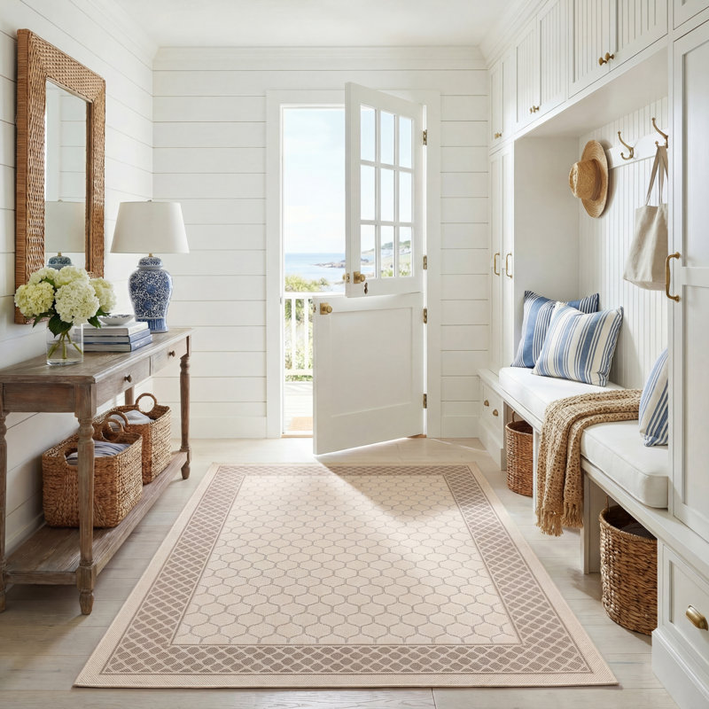 Tapis d'intérieur / extérieur à motif géométrique Carolanne Performance, Rectangle 5 pi 3 po x 7 pi 7 po