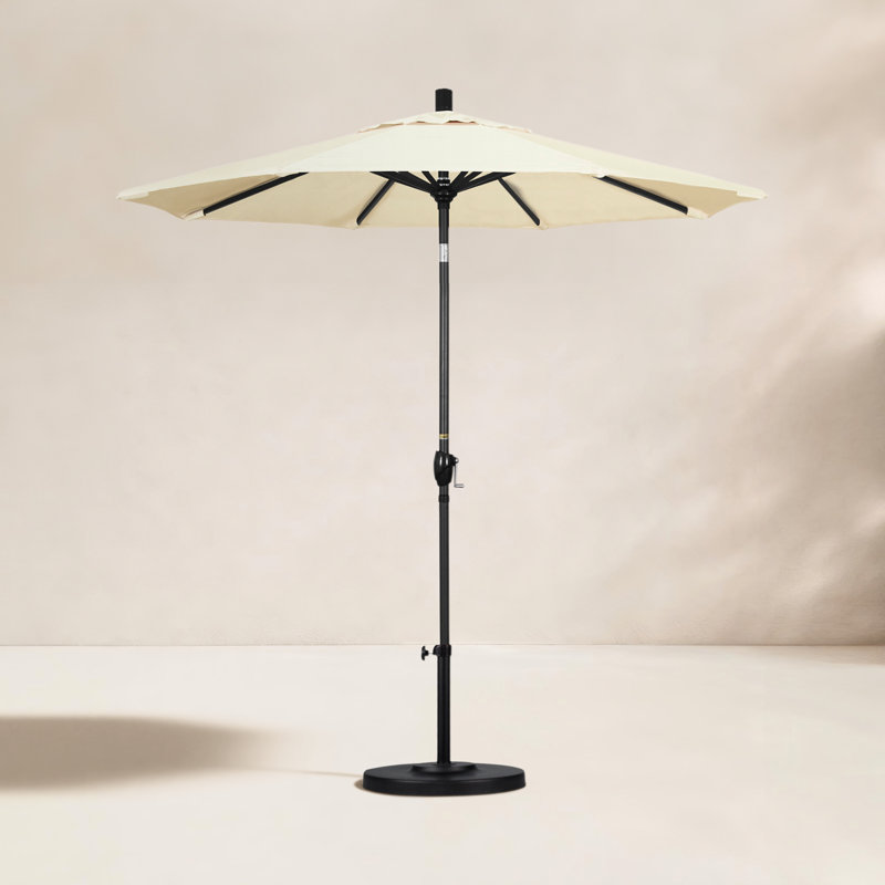 Parasol de marché 7,5', Sunbrella®, Noir, Toile Sunbrella® naturel