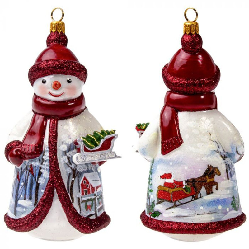 Glitterazzi Red and Silver and Holding sleigh Snowman