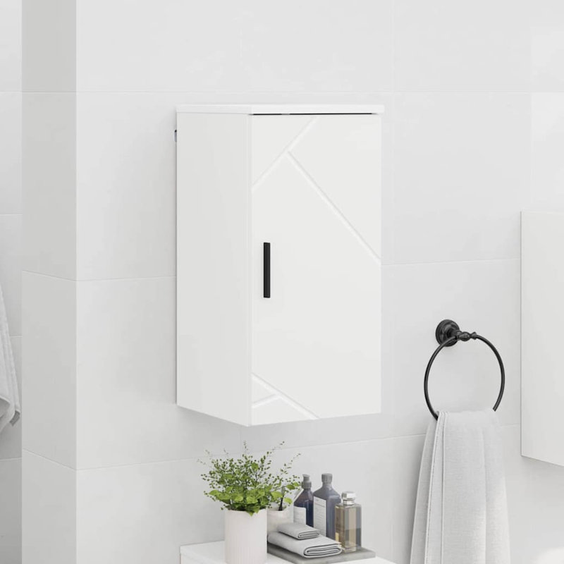 30cm Wall Mounted Bathroom Vanity Base Only, High Gloss White