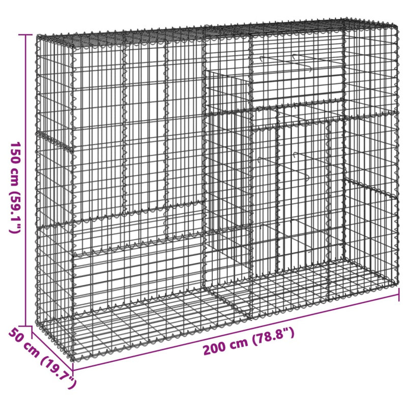 Chanah Stainless Iron Wire Fence Panels, 150cm H x 200cm W x 50cm D