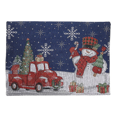 Napperon en coton 18 "bonhomme de neige avec cadeaux