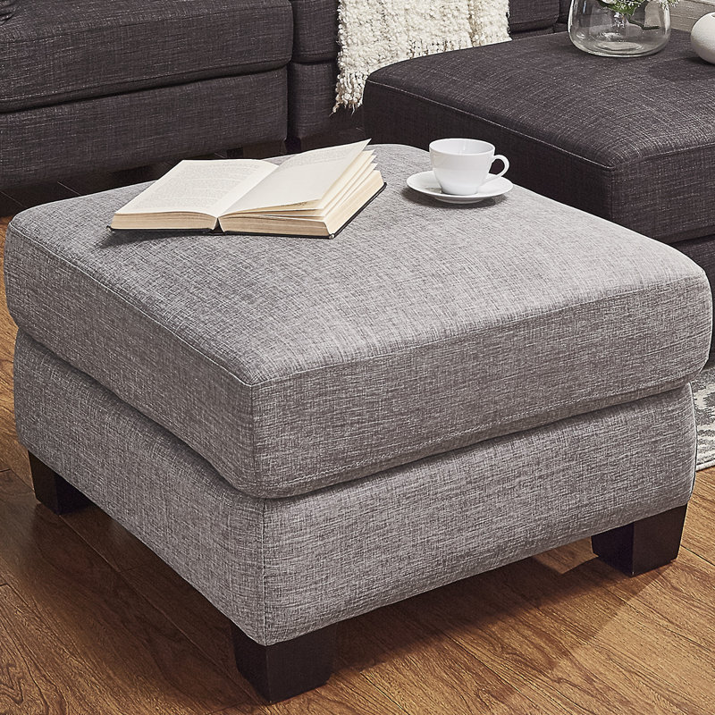 Doggett Upholstered Ottoman, Pewter Grey Linen