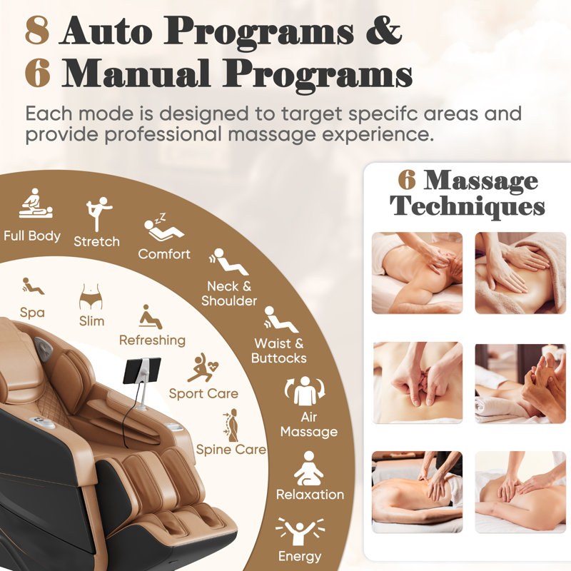 2025 All-new Multi-function Zero-gravity Massage Chair with Full-body Airbag,SL track with AI Voice, LED Aange Lights, Waist and Calf Heating, and On-screen Controller