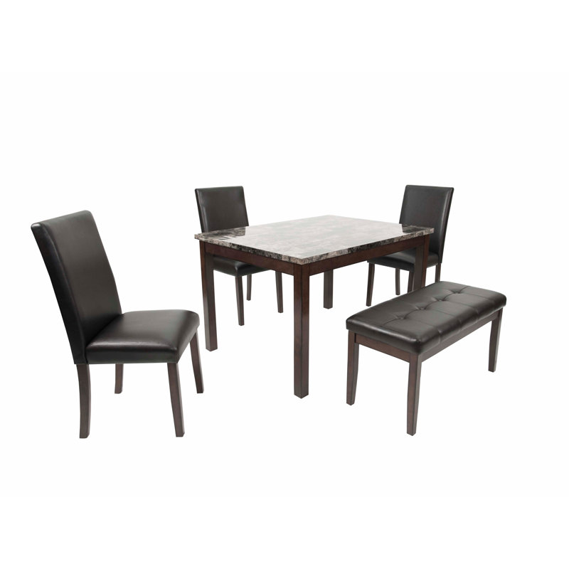 Ensemble repas 5 pièces avec chaises et banc