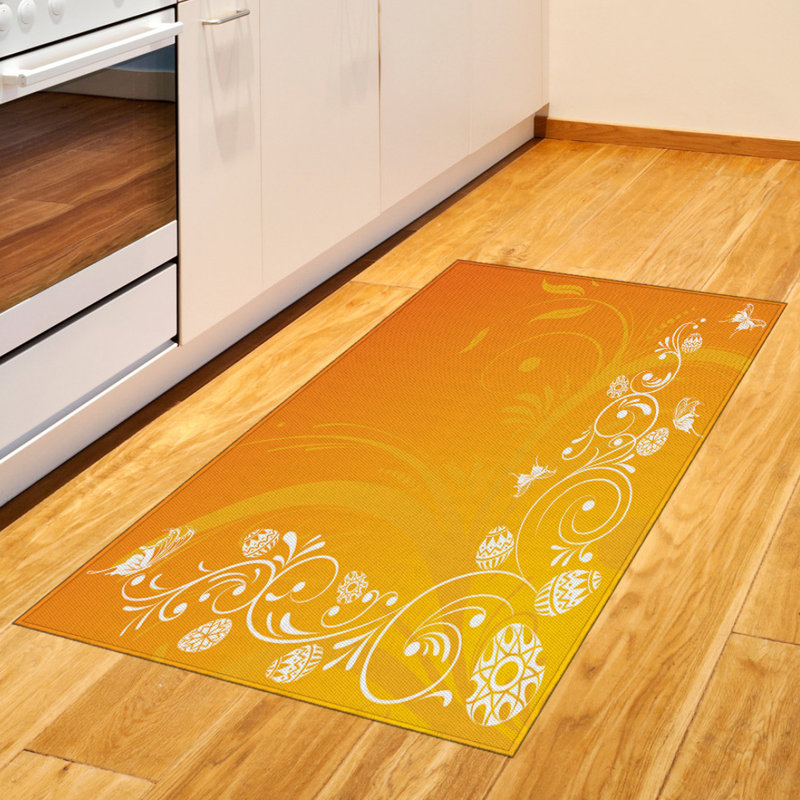 Orange High Density Long Fiber Poly Threads Decorative Area Rug Carpet, Rectangle 2'7" x 5'