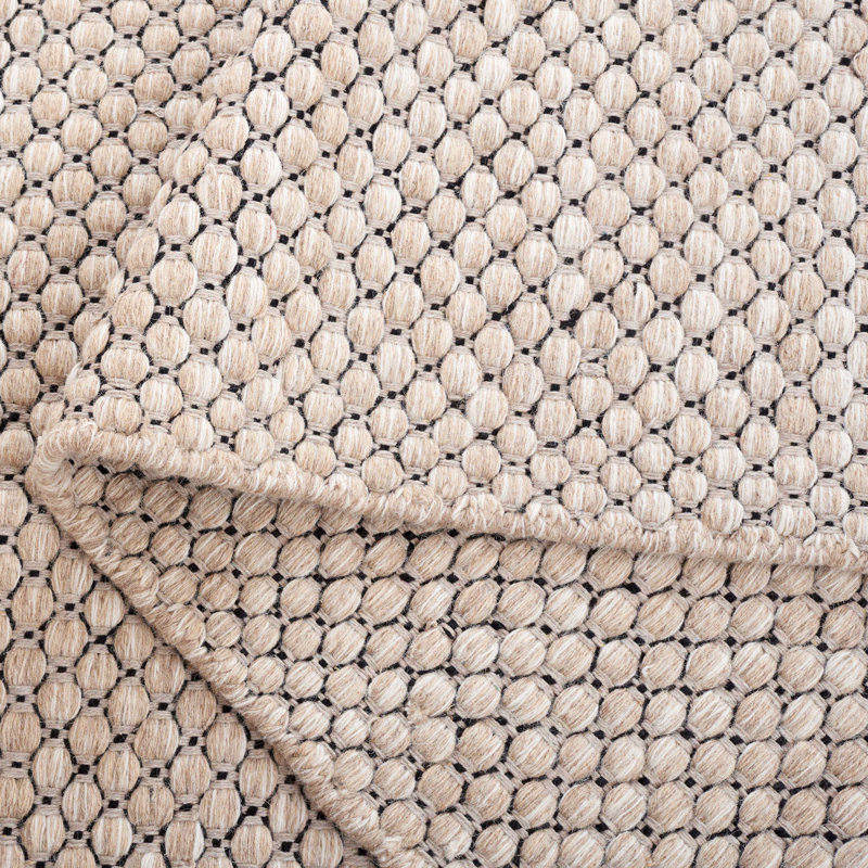 Tapis beige en laine / coton tissé à la main Vermont, Rectangle 5 po x 8 po