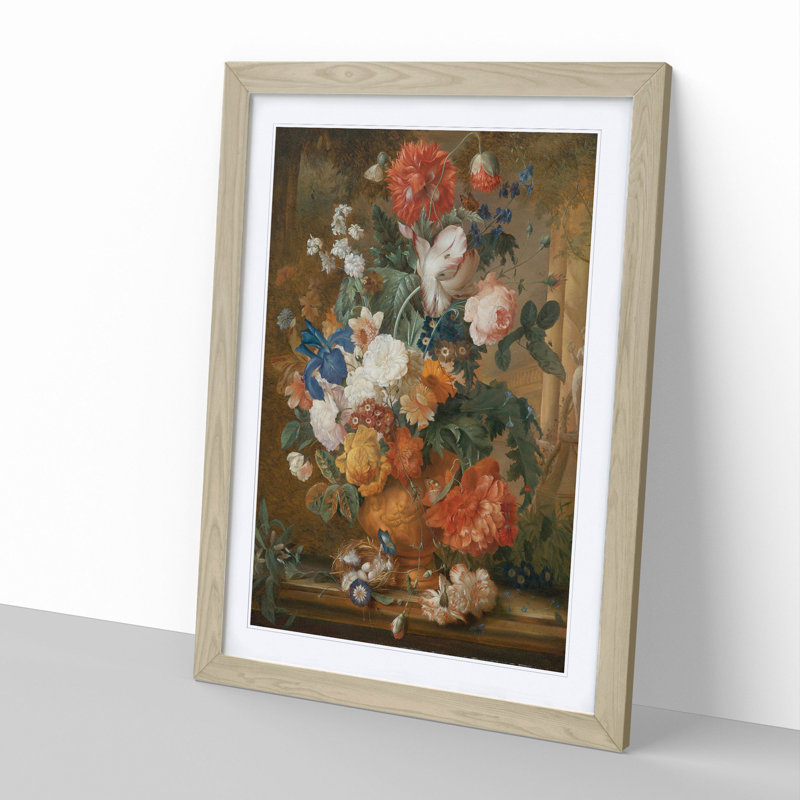 Still Life with Flowers Vol.5 by Jan Van Huysum - Picture Frame Painting, 36cm H x 27cm W x 2cm D, Oak