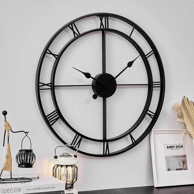 Horloge murale 24 po, Noir mat