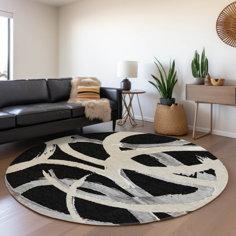  Machine Washable Indoor/Outdoor Chayden ACN1022 Beige Rug, Round 8'