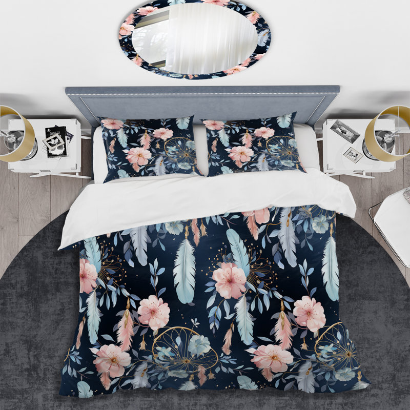 Literie à motif bohème Ethereal Dreamcatchers, Housse de couette simple + 1 taie décorative stan