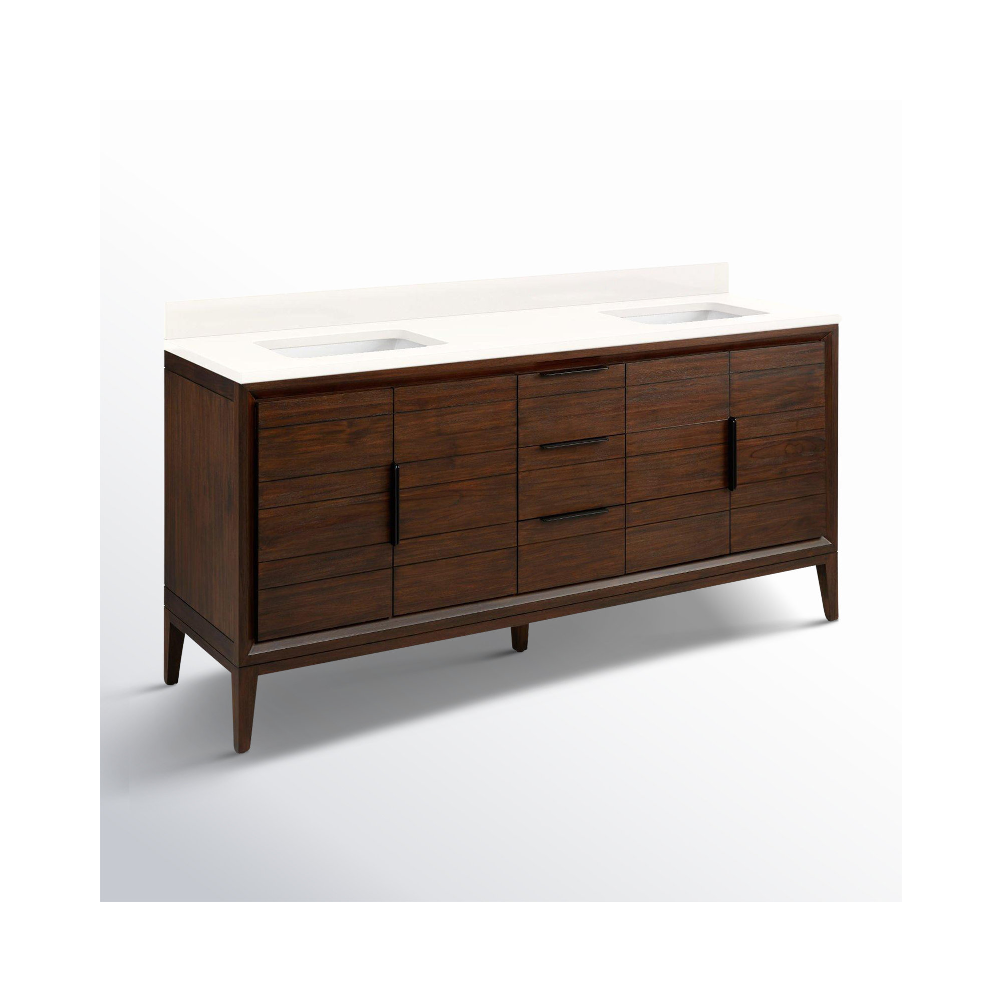 Aliso 72" Double Bathroom Vanity, No Faucet Hole, Java, Arctic White Quartz