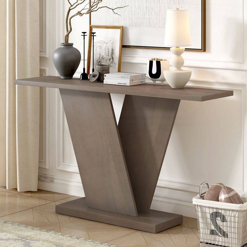 Console Mirod avec placage en bois naturel, Taupe