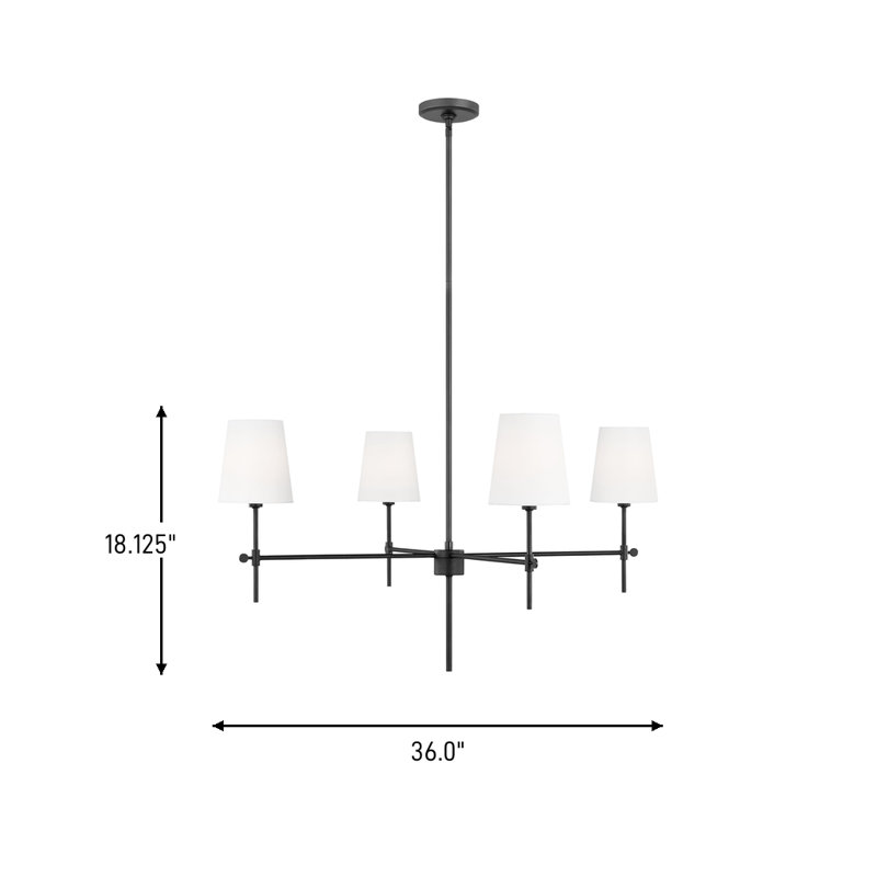 Baker 4 - Light Chandelier, 18.13" H x 36" W x 36" D, No, Midnight Black