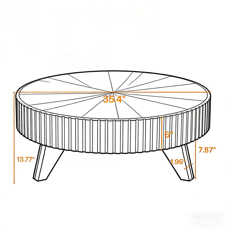 Table basse ronde de 35,4 pouces, durable et élégante pour un décor moderne et traditionnel, brun, Brown Top/Natural Base