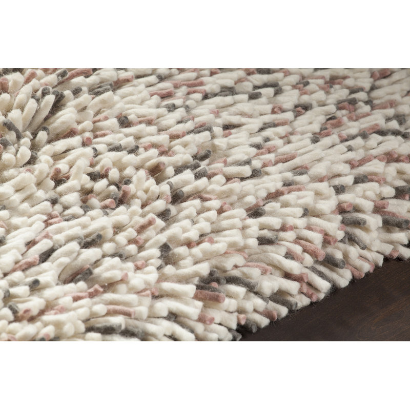 Imogen Wool Area Rug in Pink/Cream, Rectangle 5' x 7'6"