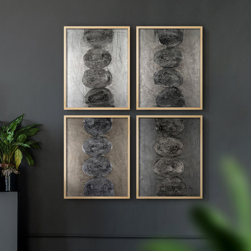 «Stacked Halos I», ensemble de 4 reproductions encadrées, Naturel, H 14 po x l 11 po