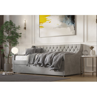 Analily Upholstered Linen Daybed with Trundle Bed