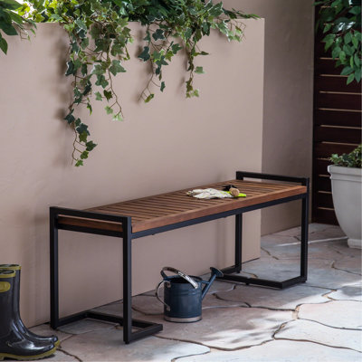 19.08" High Bench With Wood And Iron In Sham Finish - 54"X15.8"X19.08