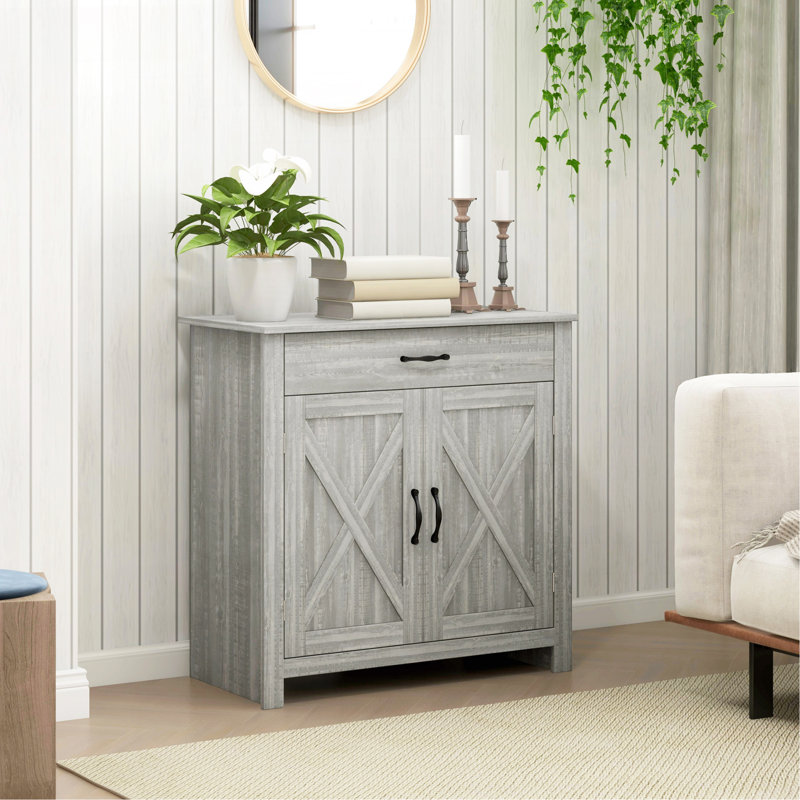 Sideboard Buffet Cabinet With Elegant Design And Multi-Functional Use, Stone Gray