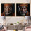 Portrait de chef tribal ébène - ensemble de 2 collages carrés tribaux d'Afrique