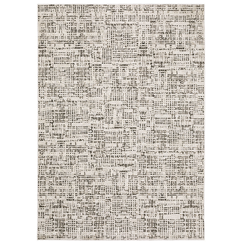 Tapis géométrique ivoire / gris Gwern, Rectangle 7 pi 10 po x 10 pi 10 po