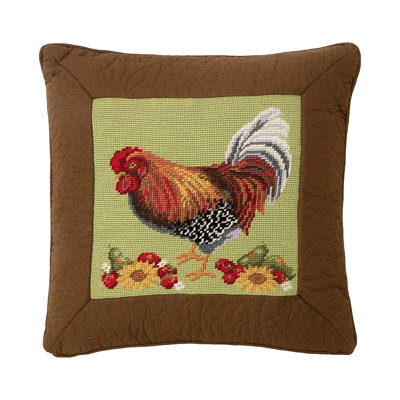 Rooster And Sunflower Needlepoint Pillow