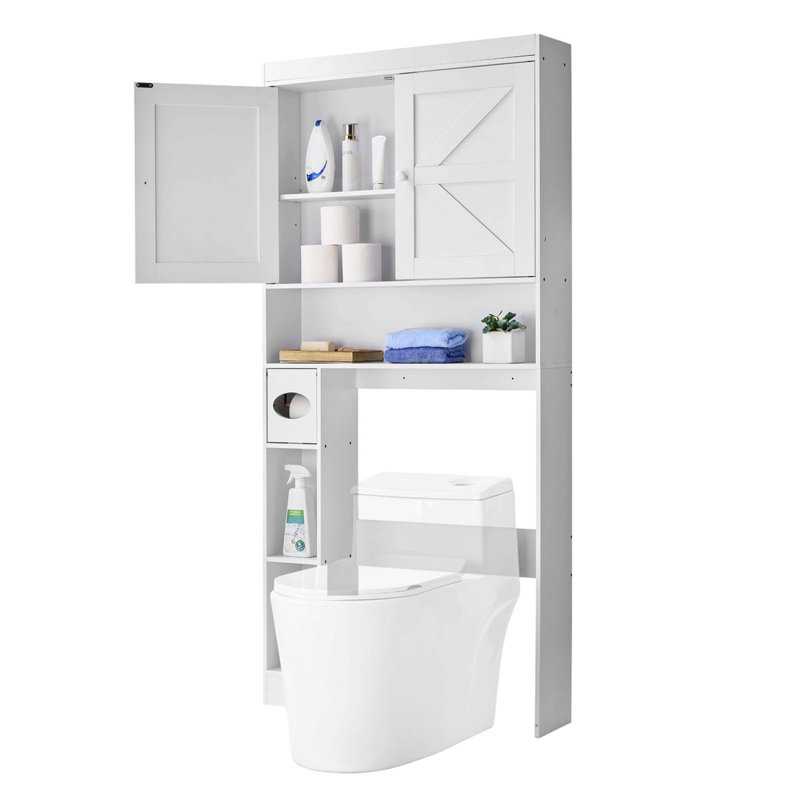 Armoire de rangement au-dessus de la toilette pour salle de bain avec tablette réglable blanche H 67,4 po
