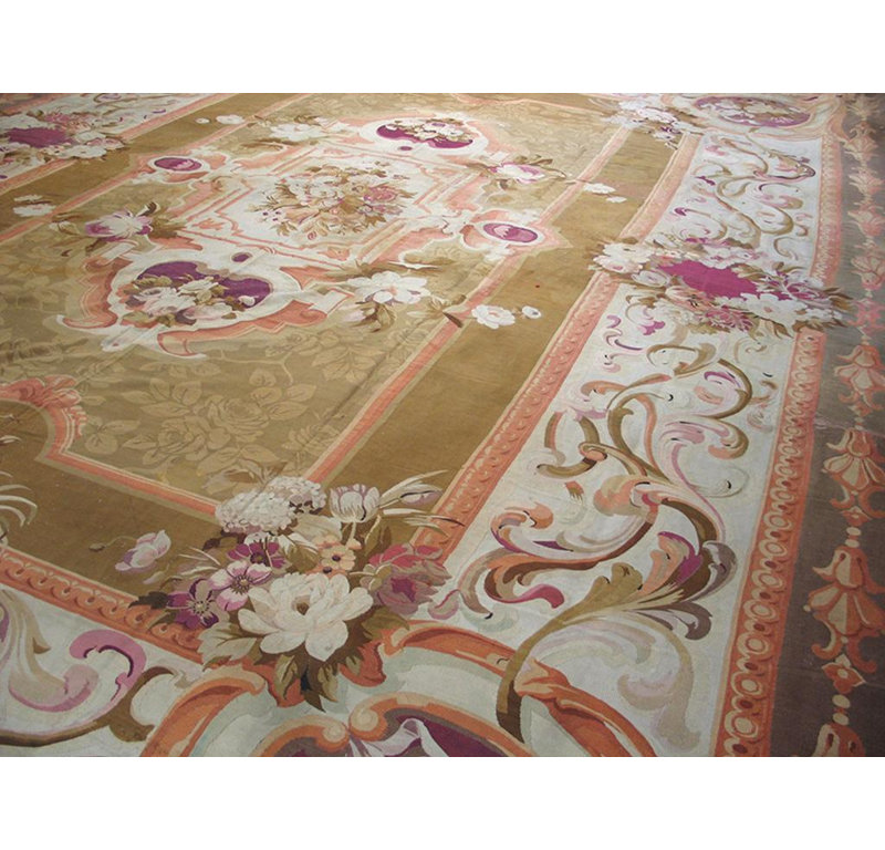 Beautiful Large Decorative Napoleon III Period Style Antique French Aubusson Rug
