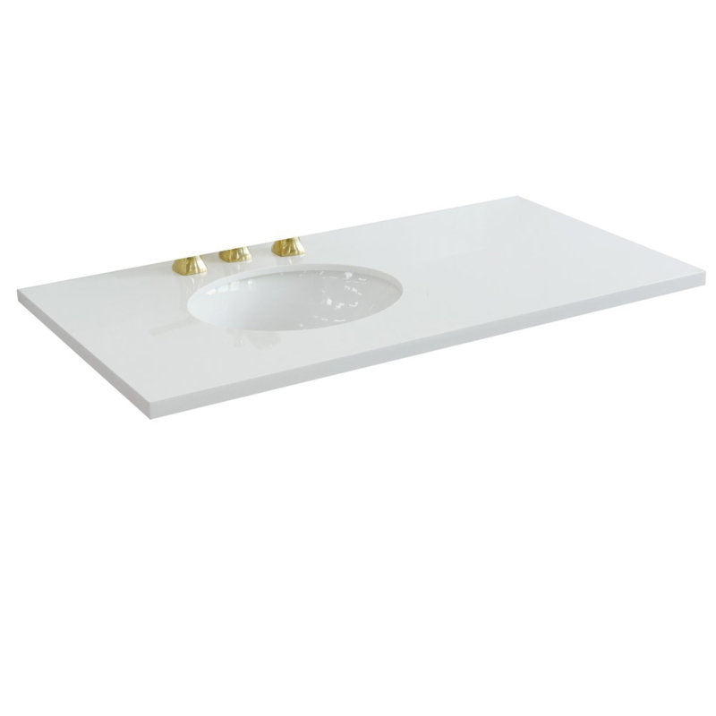 Plateau de meuble-lavabo simple 43 po en blanc avec lavabo