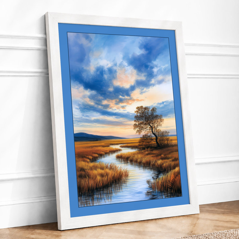 Solitary Tree At Dusk Scandinavian - Print, A1 - 84.1 x 59.4 cm, White