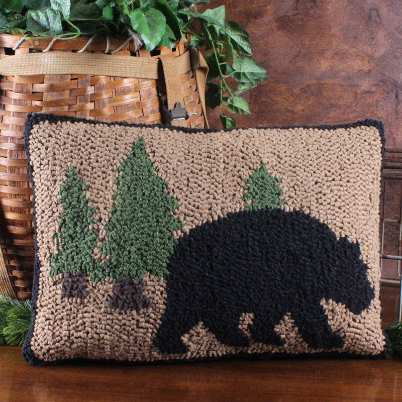 Black Bear Hooked 14X20 Pillow